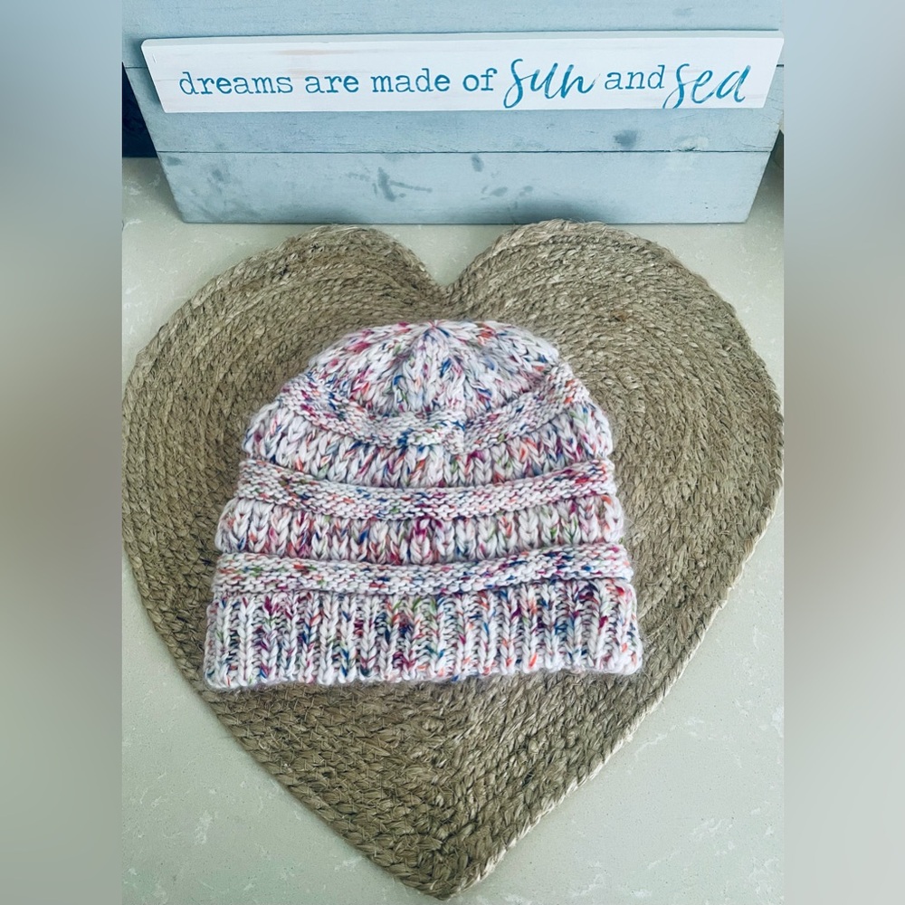 Multicolor - Chunky - Knit - Texture - Beanie - Confetti - Sprinkle - Colorful